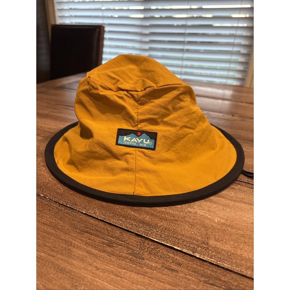KAVU Fisherman Chillba Bucket Hat Yellow/black Reversible Sun Hat Made in USA
